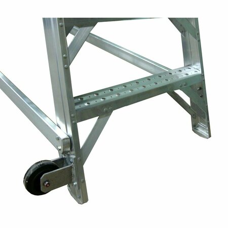Metallic Ladder 8FT Aircraft Maintenance Ladder, 20In X 20In Platform, W/Wheels, Agg Trd, Rubber Feet, Ladder Bumper 3008-AT-R-LB